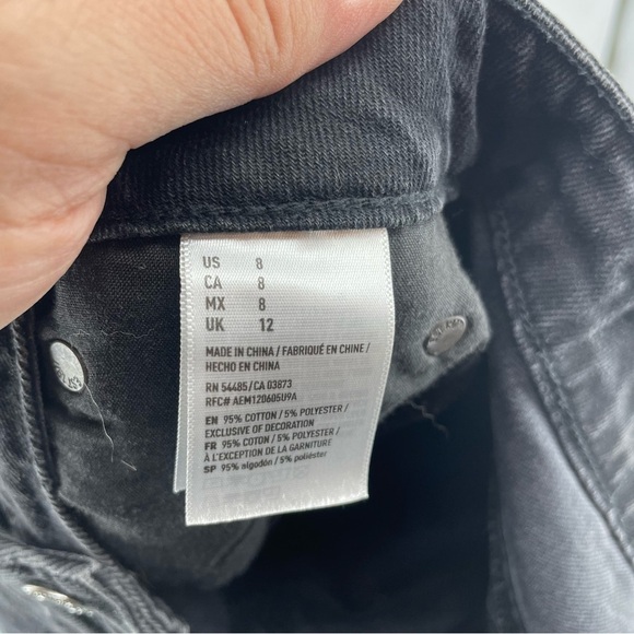 American Eagle Hi Rise Festival Mini Jean Skirt Black Fringe Distressed Size 8 - Picture 7 of 7